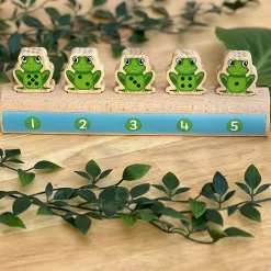 Yellow Door® Five Frogs on a Log | Wooden Number Line & Matching Game