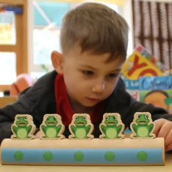 Yellow Door® Five Frogs on a Log | Wooden Number Line & Matching Game