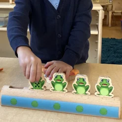 Yellow Door® Five Frogs on a Log | Wooden Number Line & Matching Game
