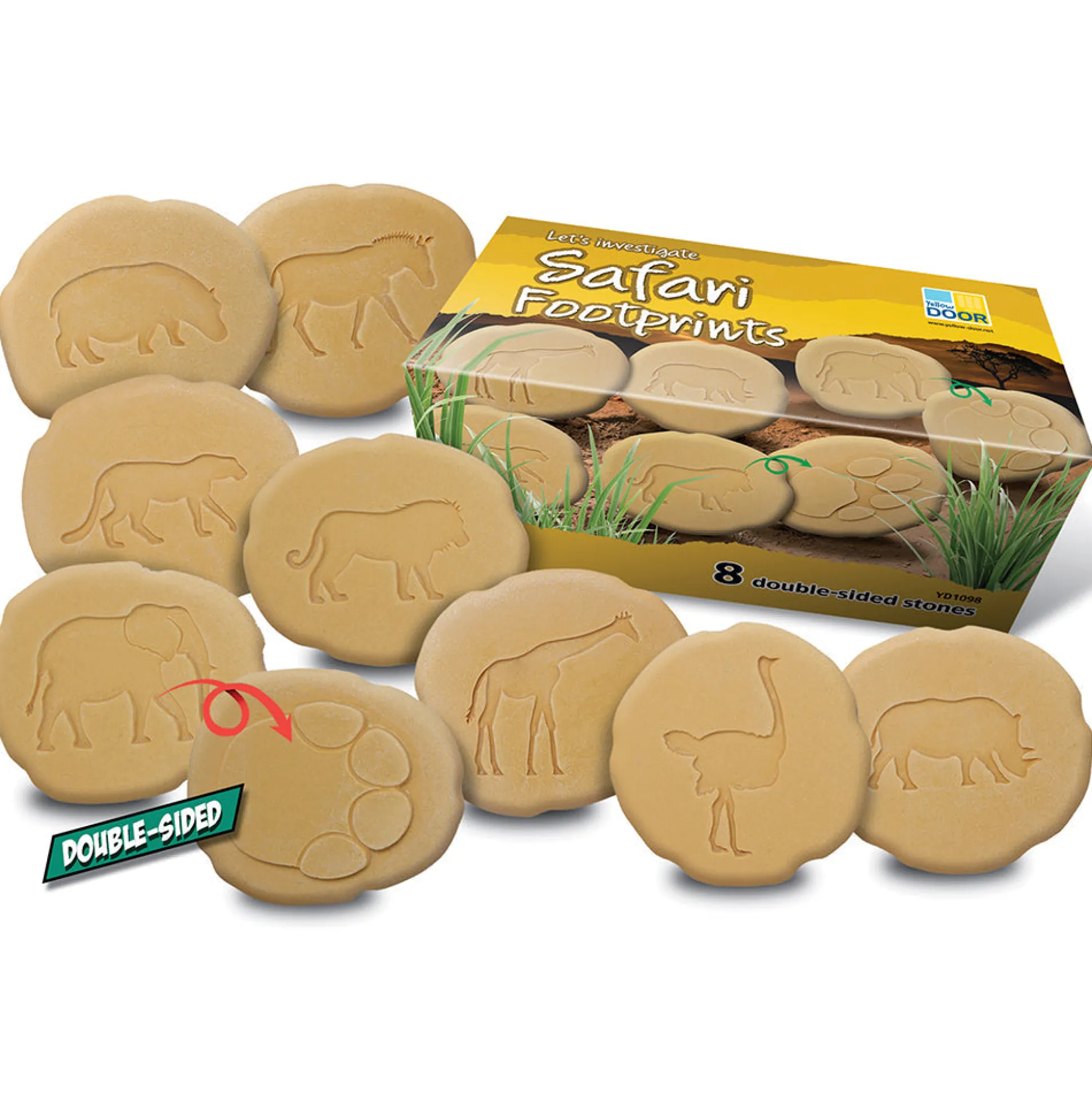 Yellow Door® Let's Investigate Safari Footprints Double-Sided Animal Stones