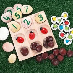 Yellow Door® Montessori Natural Sorting Tray | 9-Section FSC Beech Wood Tray for Ages 2+