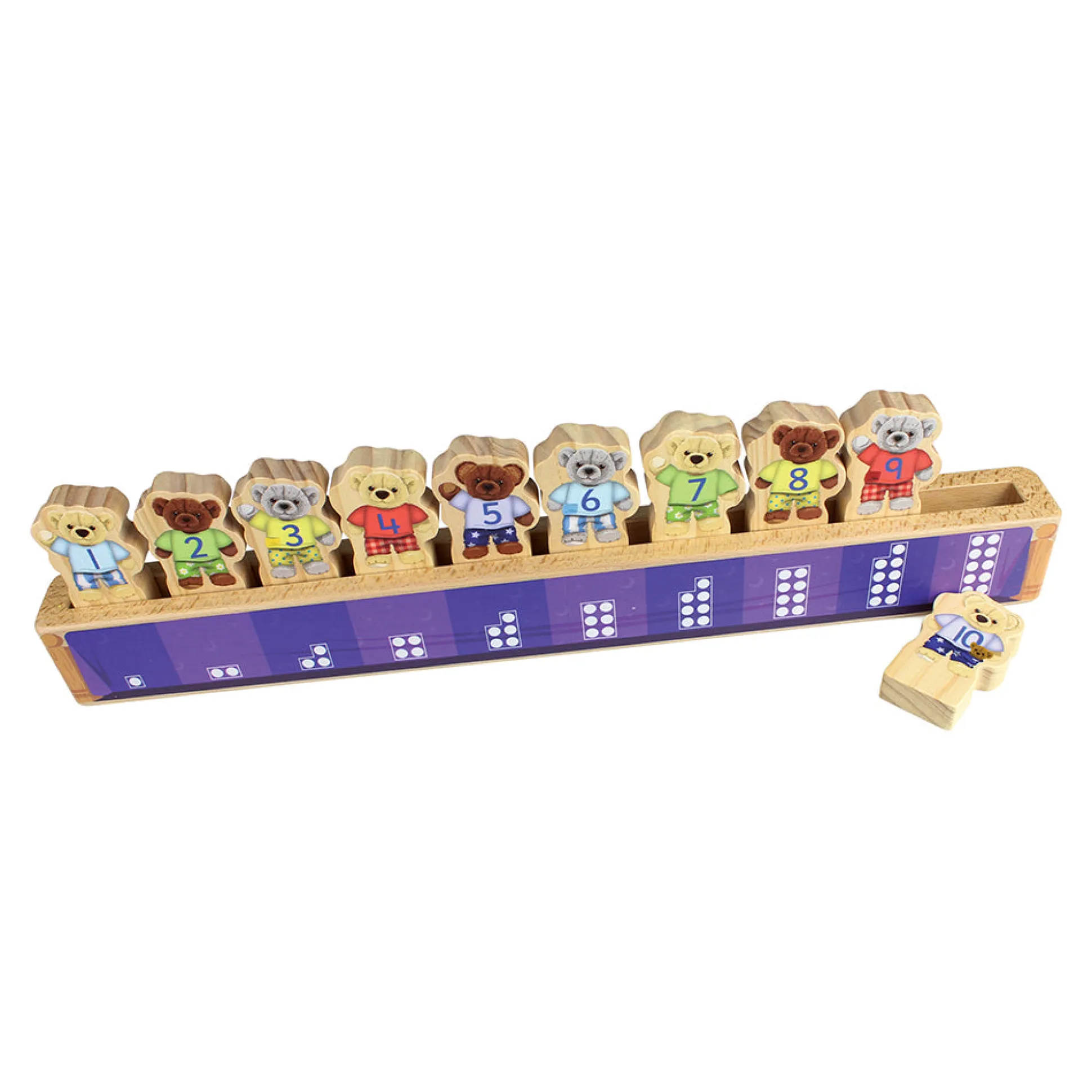 Yellow Door® Ten in a Bed: Wooden Stacking Toy for Learning Numbers 1-10